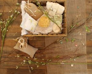 a wooden box filled with lots of different items