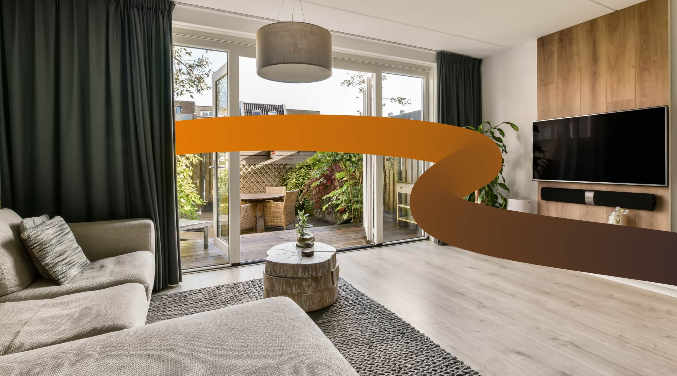 a living room filled with furniture and a flat screen tv